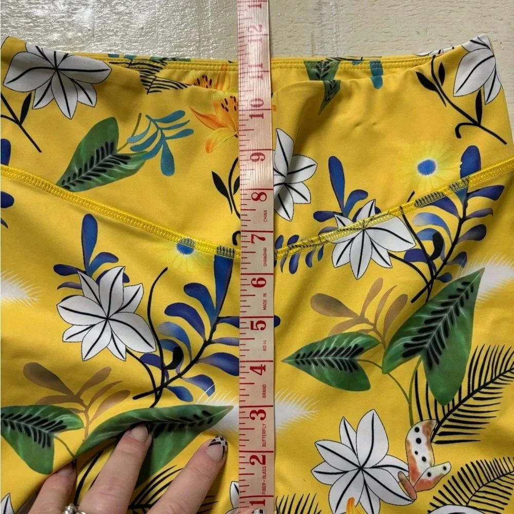 Zyia Yellow Floral Light N Tight Hi Rise Mesh Leggings Pants Size Small 6-8 - Picture 4 of 8